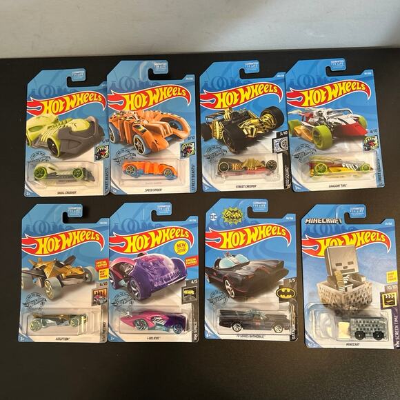 Lot of 8 Hot Wheels Cars New in Package 2017 Minecraft Batman Street Beasts HW - Picture 1 of 12